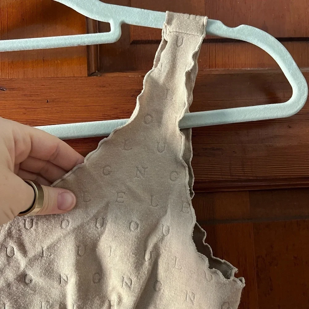 Lounge Logo Knit Crop Top Bralette | Y2K Cozycore Soft Girl Beige | Size L - Picture 3 of 6